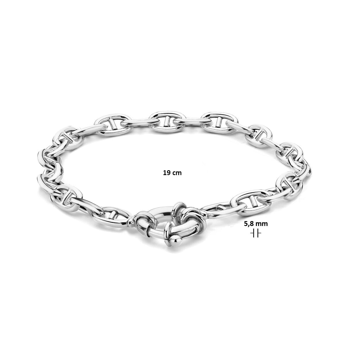 bracelet marine 5,8 mm 19 cm avec grand fermoir à ressort argent rhodié