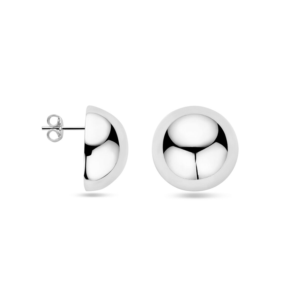 puces d'oreilles demi-sphériques 20 mm argent rhodié