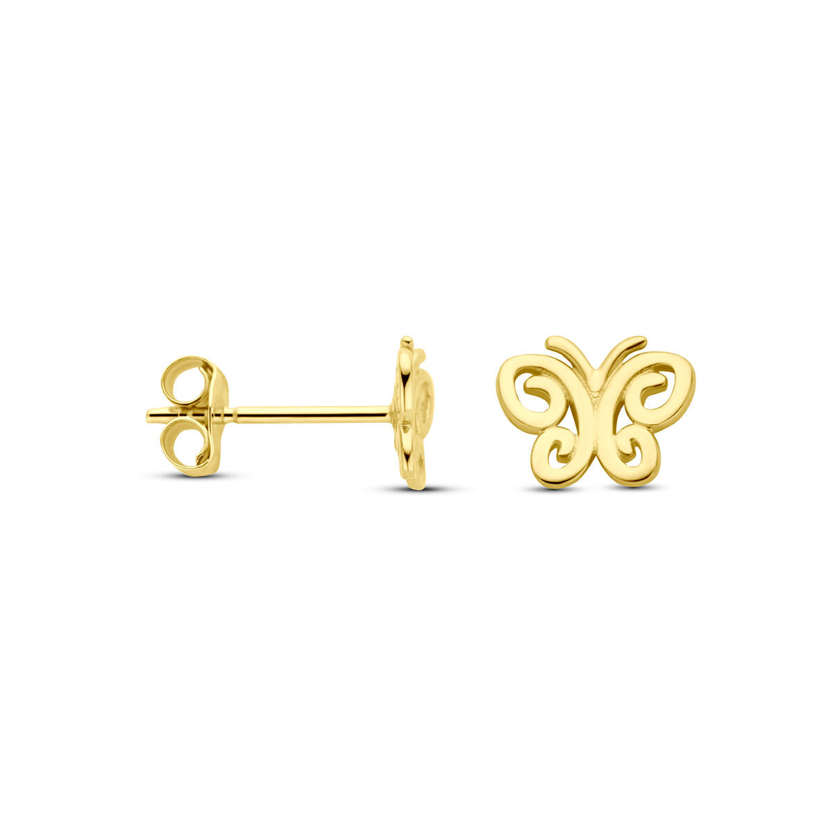 puces d'oreilles papillons 5,5 mm or jaune 14K