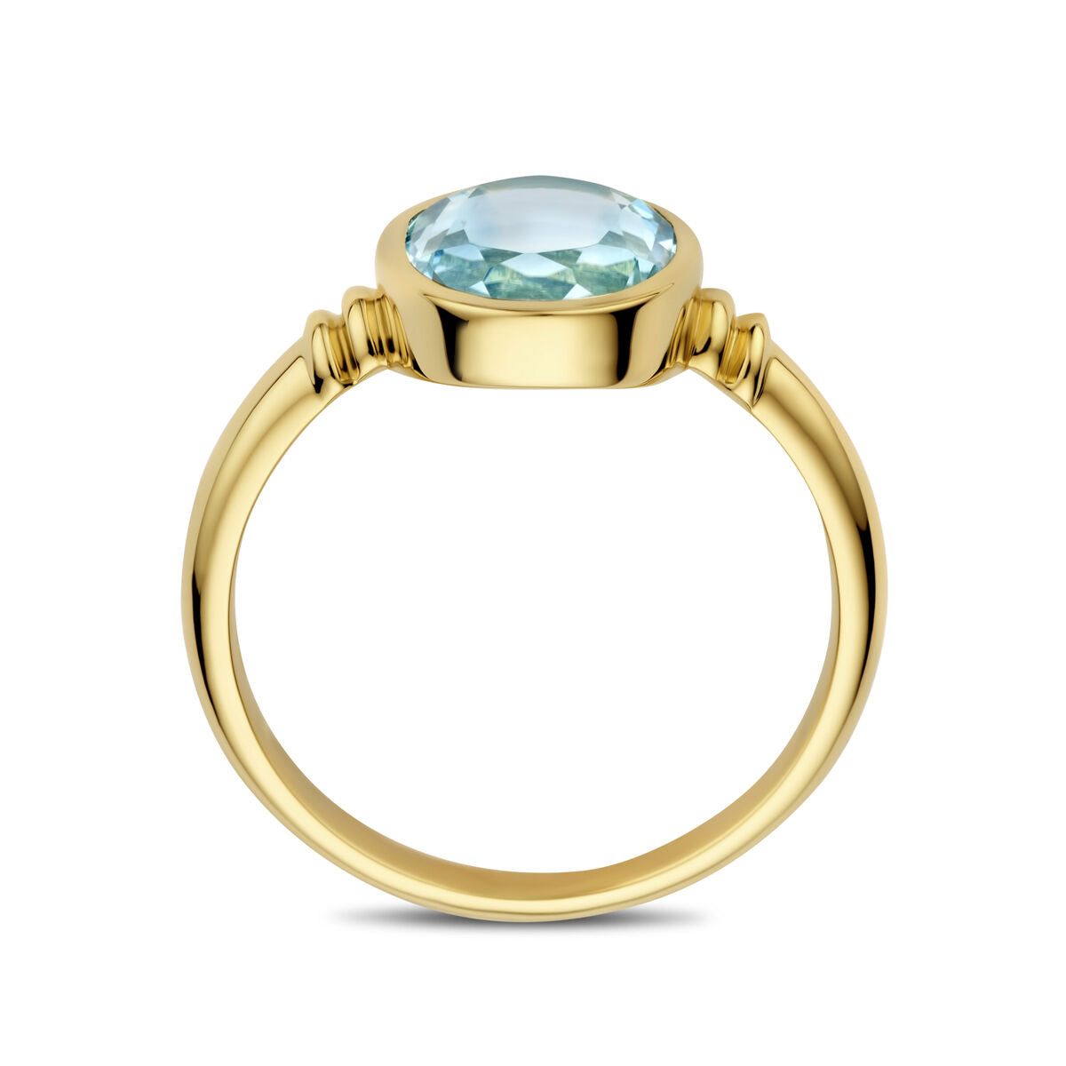 bague topaze bleu ciel 14K or jaune