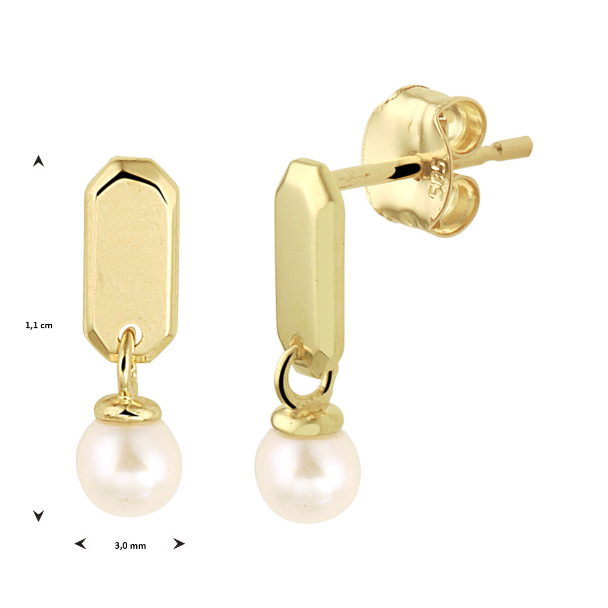 boucles d'oreilles perle 14K or jaune
