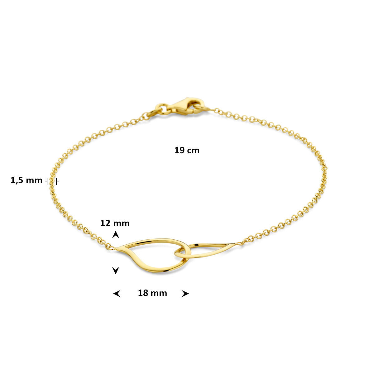 Bracelet pour femme en or avec pendentifs en forme de goutte - or jaune 14k
