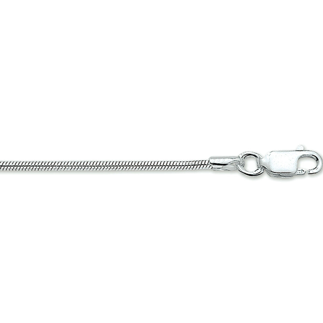 Bracelet serpent rond en argent rhodié de 1,6 mm et 18 cm de longueur.