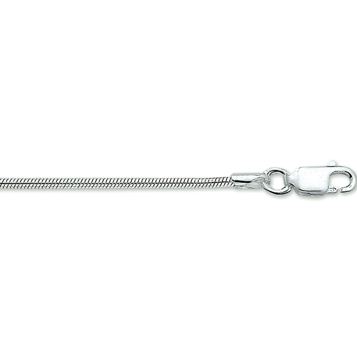 Bracelet serpent rond en argent rhodié de 1,6 mm et 18 cm de longueur.