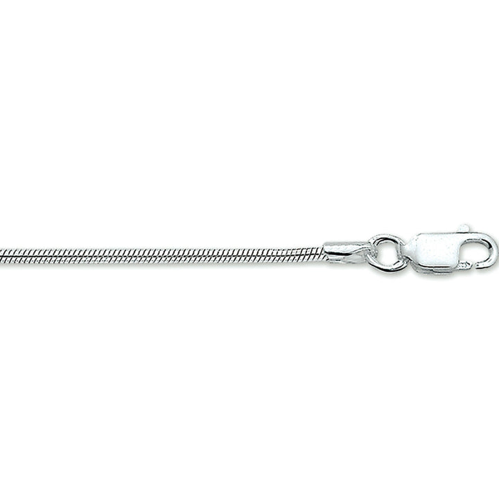 Bracelet serpent rond en argent rhodié de 1,6 mm et 18 cm de longueur.