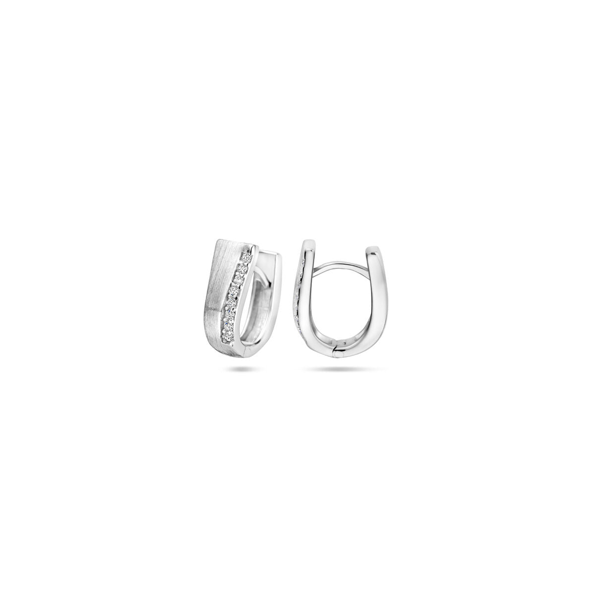 créoles zircone 14 mm poli/mat argent rhodié