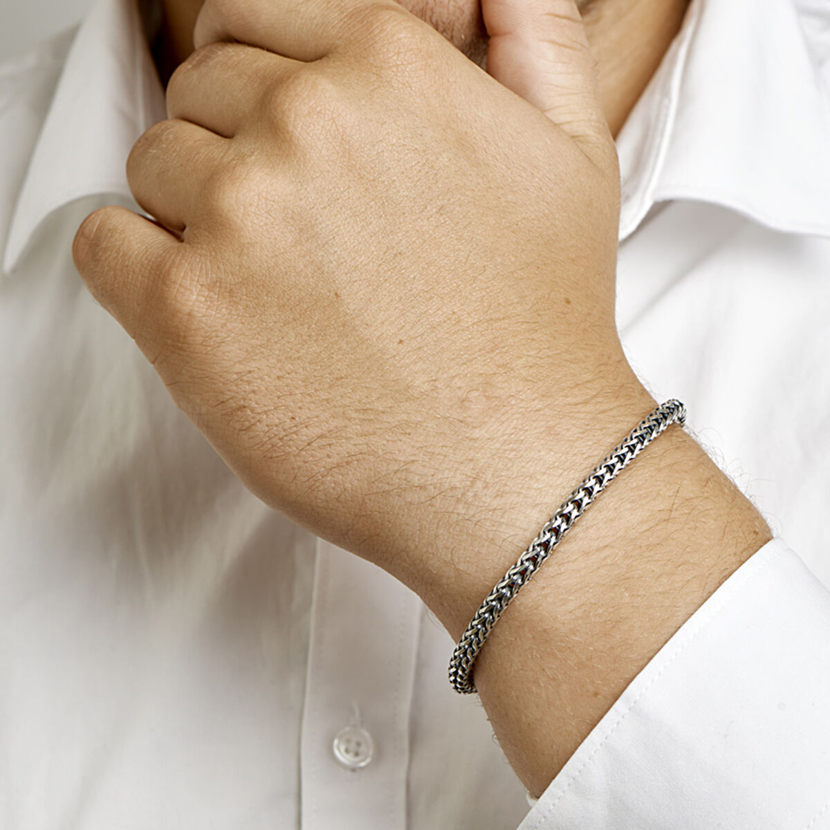 bracelet oxi queue de vache 4,5 mm argent oxydé