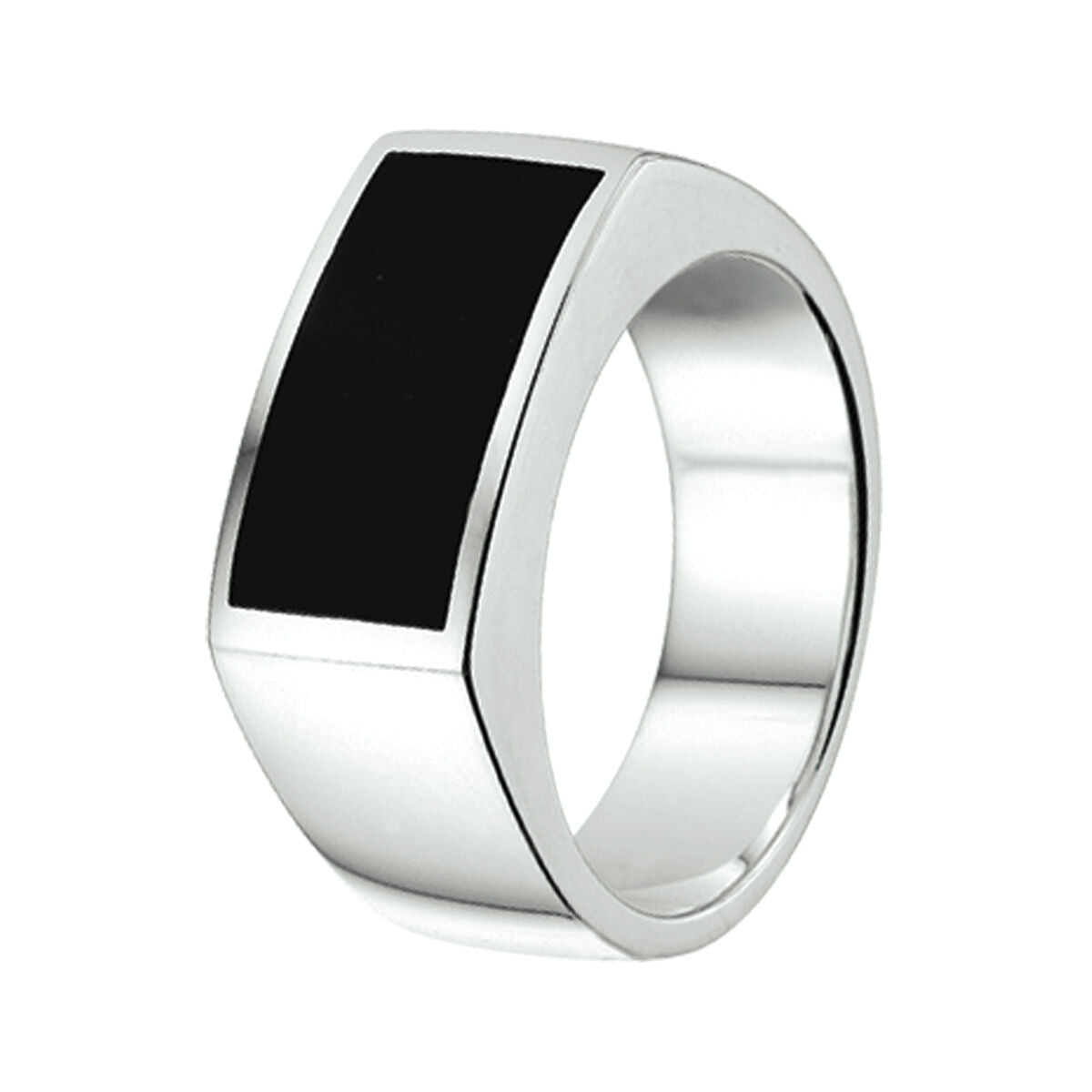 ring onyx zilver wit