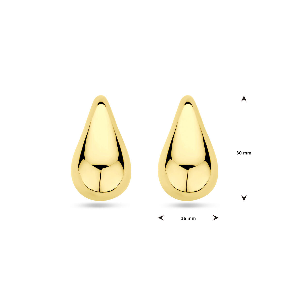puces d'oreilles goutte 30 mm 1 micron argent plaqué or (jaune)