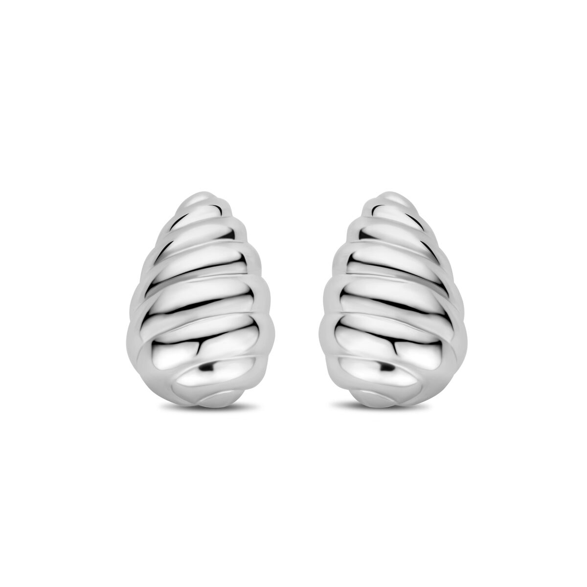 Boucles d'oreilles en argent rhodié en forme de goutte, de 20 mm, avec un design torsadé.