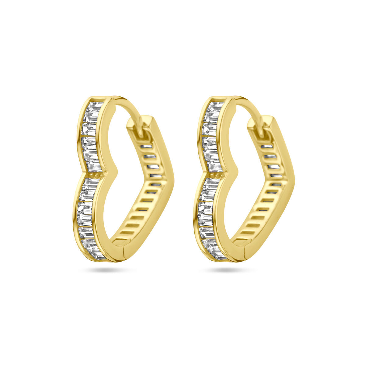 créoles cœur zircone 1 micron argent plaqué or (jaune)