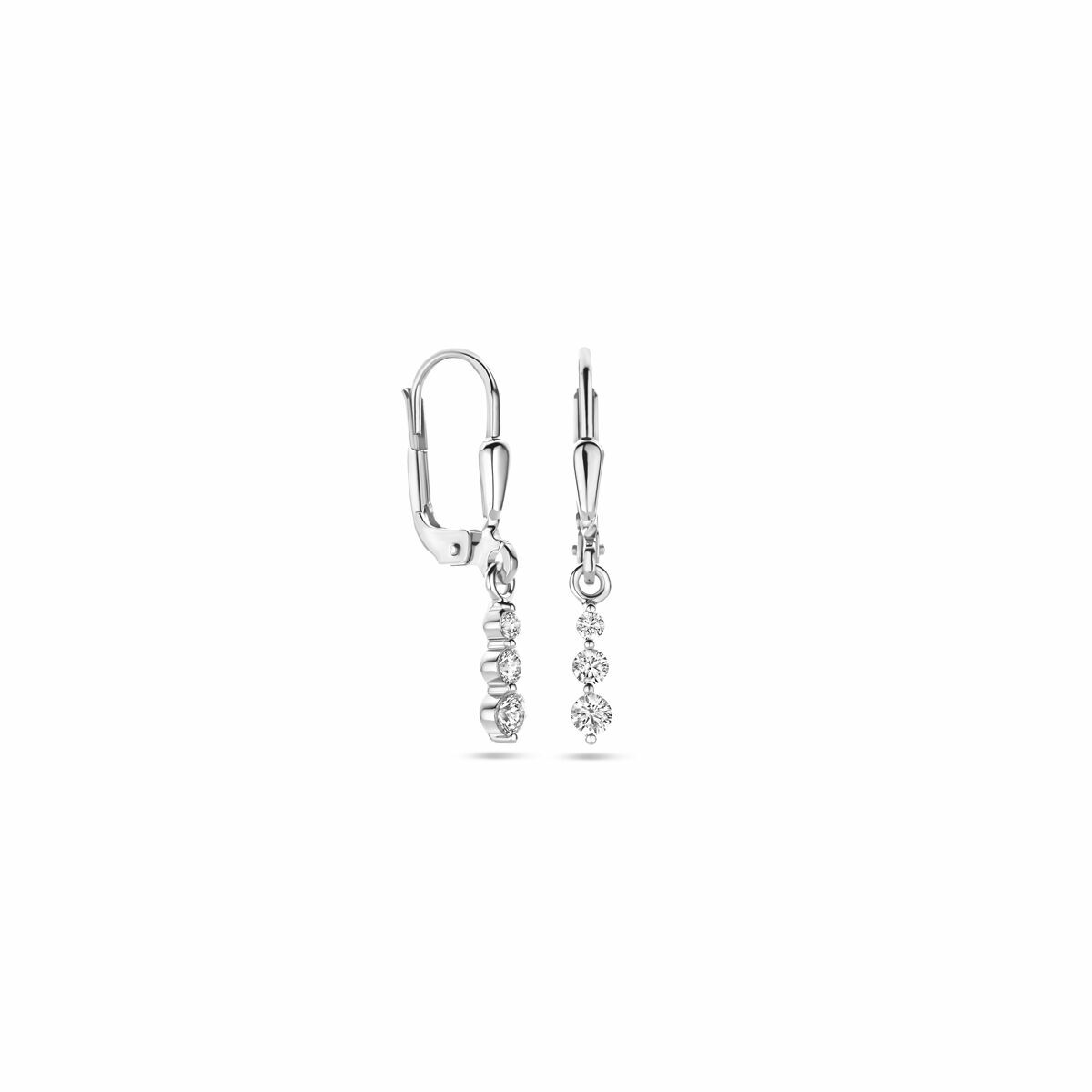 boucles d'oreilles zircone brisur crochet 24 mm argent rhodié