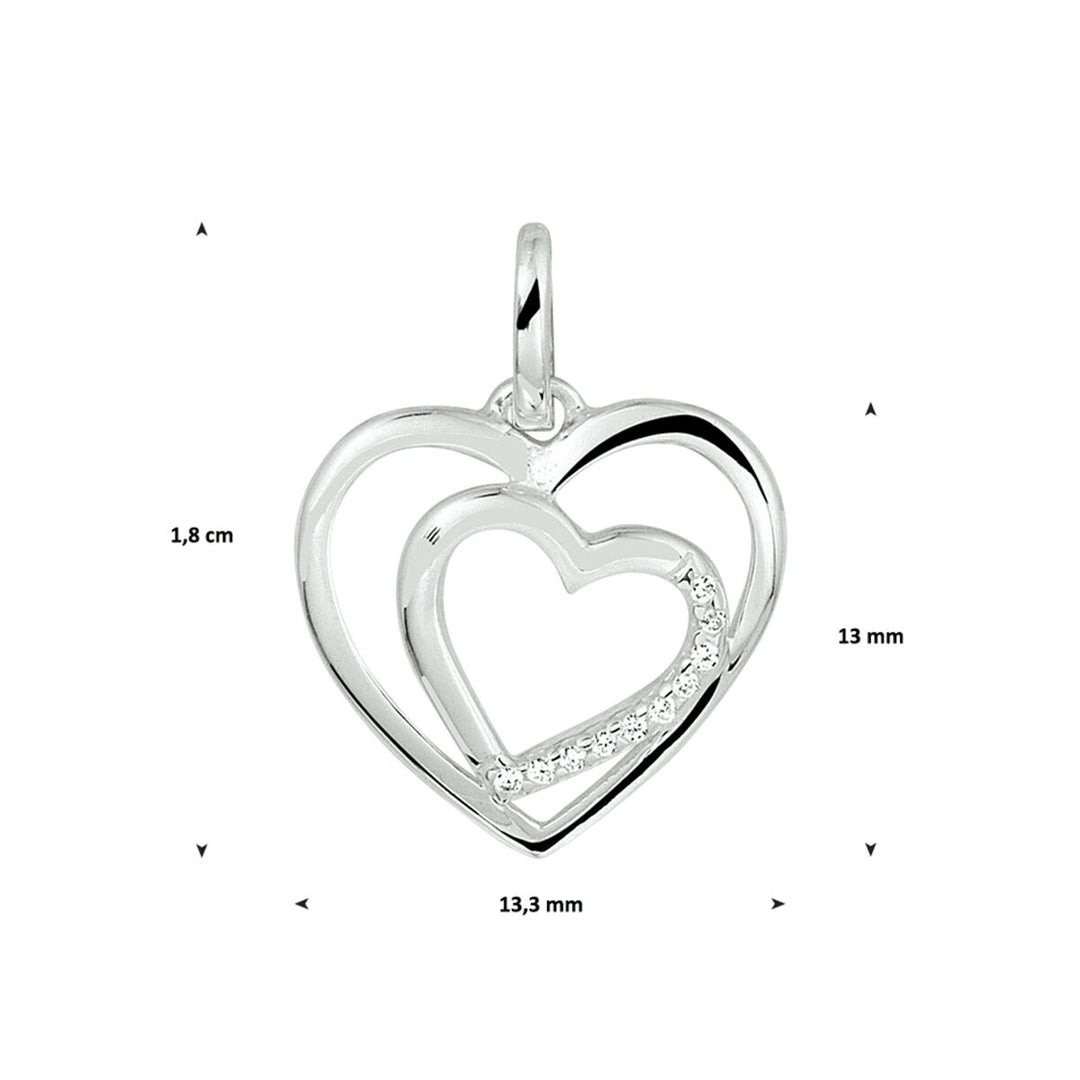 hanger hart zirkonia zilver gerhodineerd