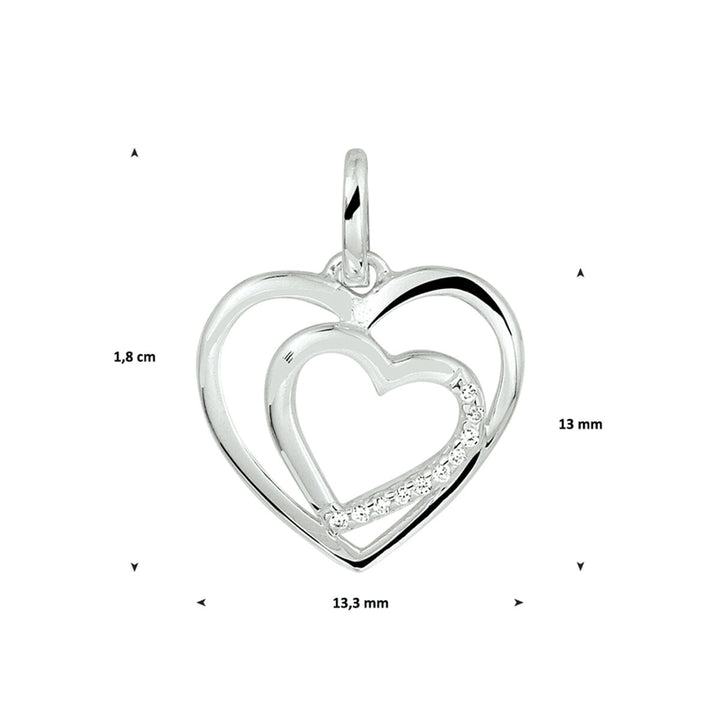 hanger hart zirkonia zilver gerhodineerd