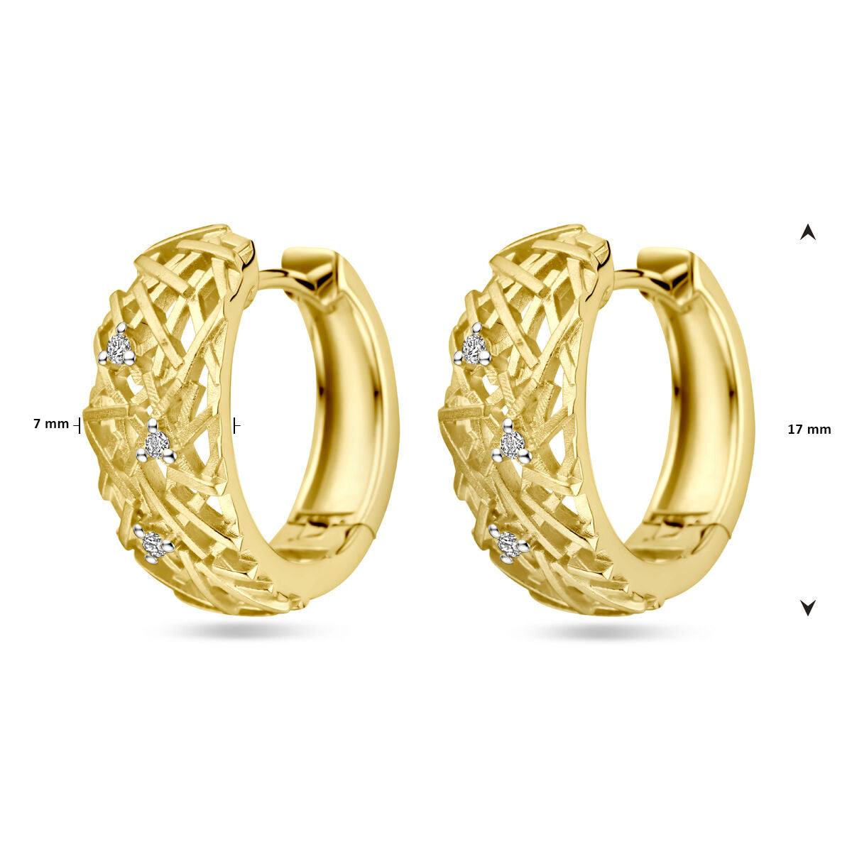 créoles diamant 0.05ct (2x 0.025ct) h si or jaune 14K
