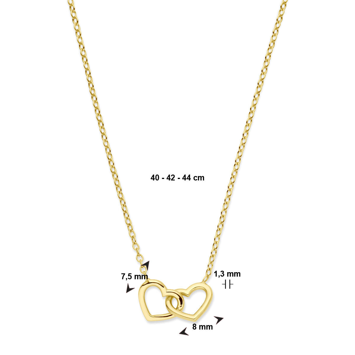 Collier en or pour femme cœurs 14K