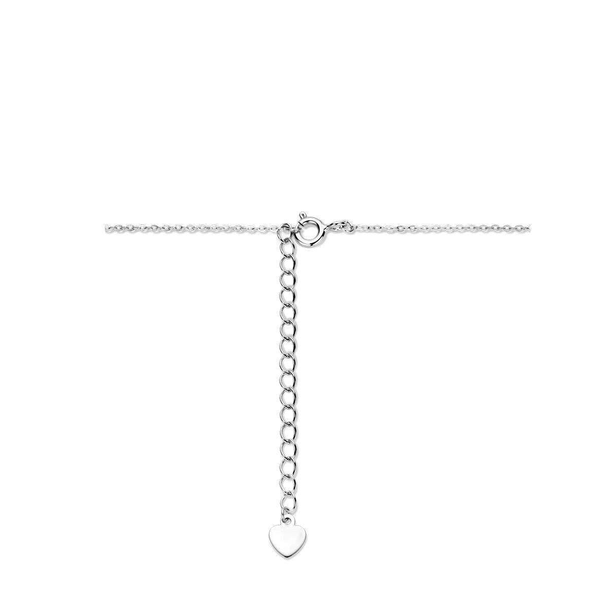 collier en forme de cœur diamanté 41 + 4 cm argent rhodié