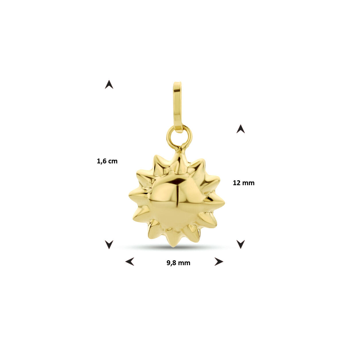 pendentif soleil en or jaune 14K