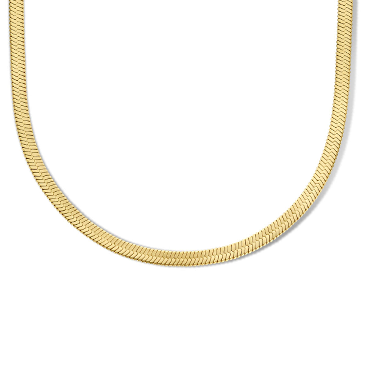Collier en acier inoxydable plaqué ionique, chaîne plate de 4,2 mm, longueur de 42 + 4 cm.