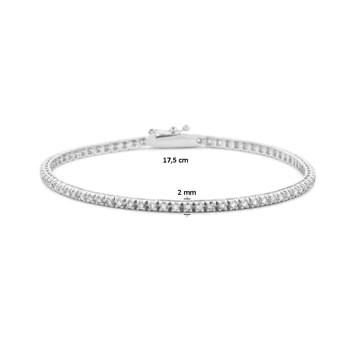 bracelet de tennis diamant lab grown 1.00ct g si 2,0 mm 17,5 cm or blanc 14K