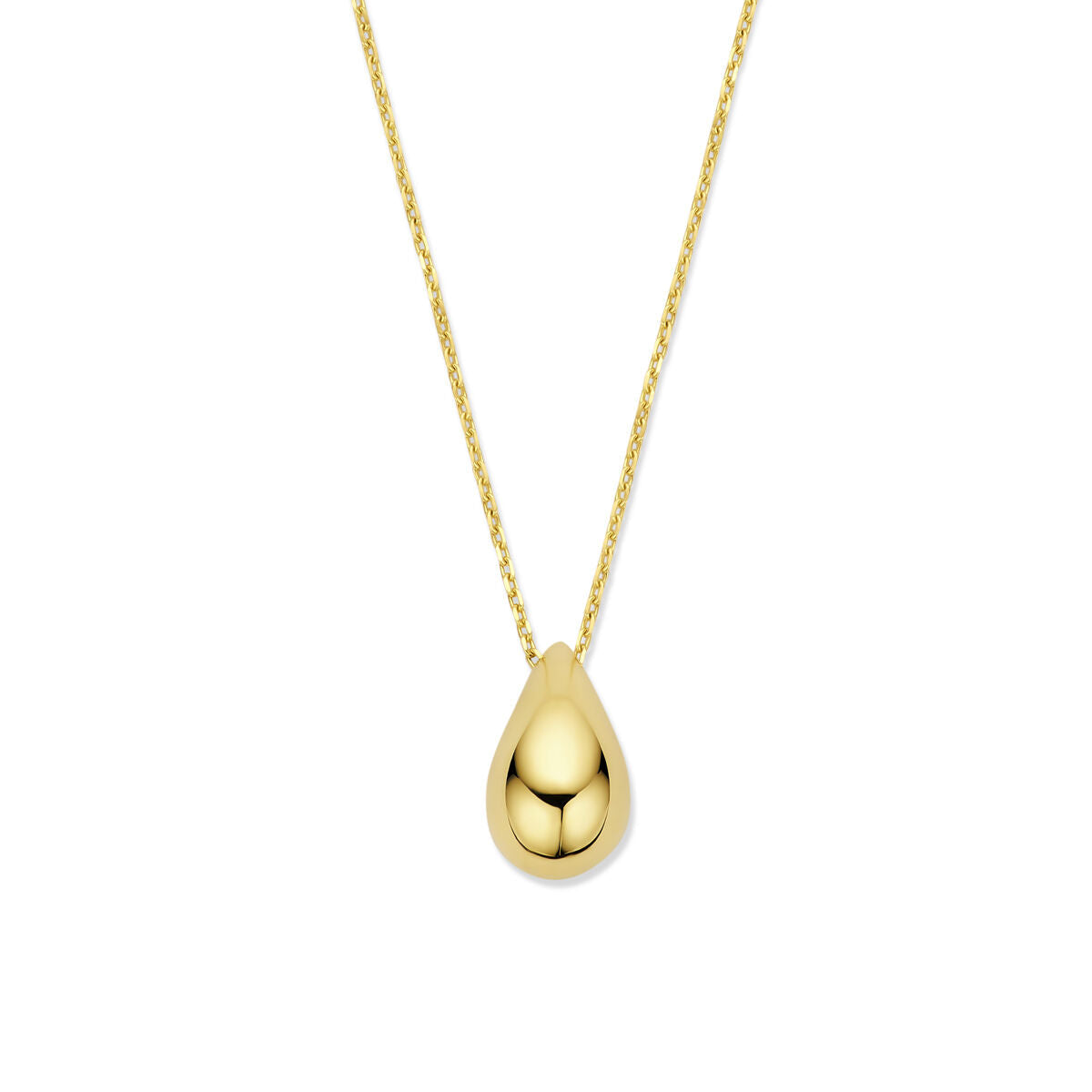 Collier en or jaune 14K avec pendentif en forme de goutte.