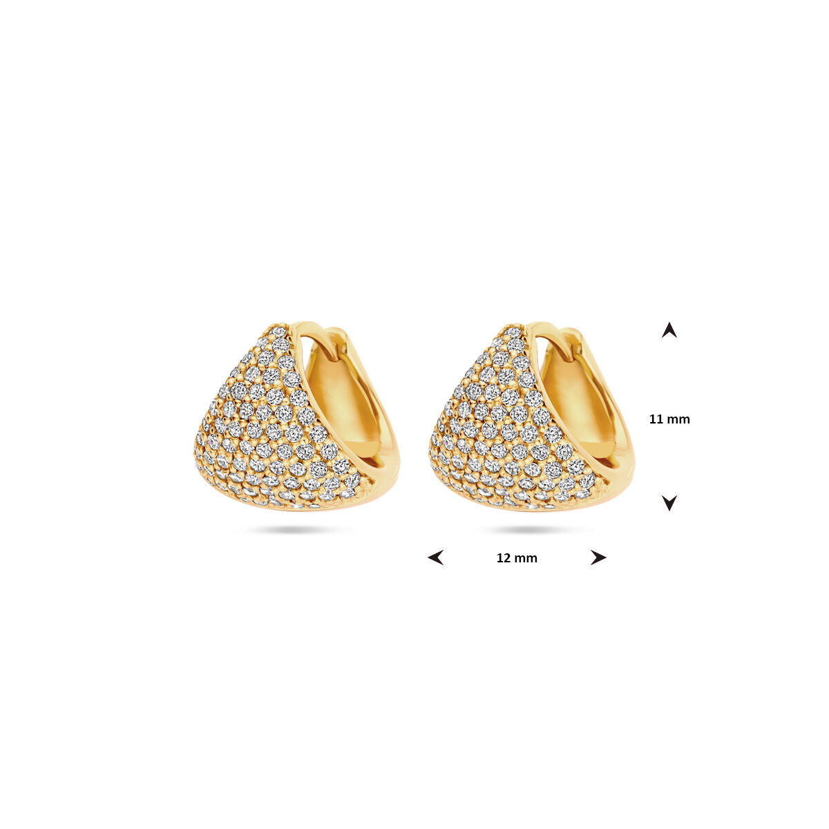 créoles zircone 11 mm 1 micron argent plaqué or (jaune)