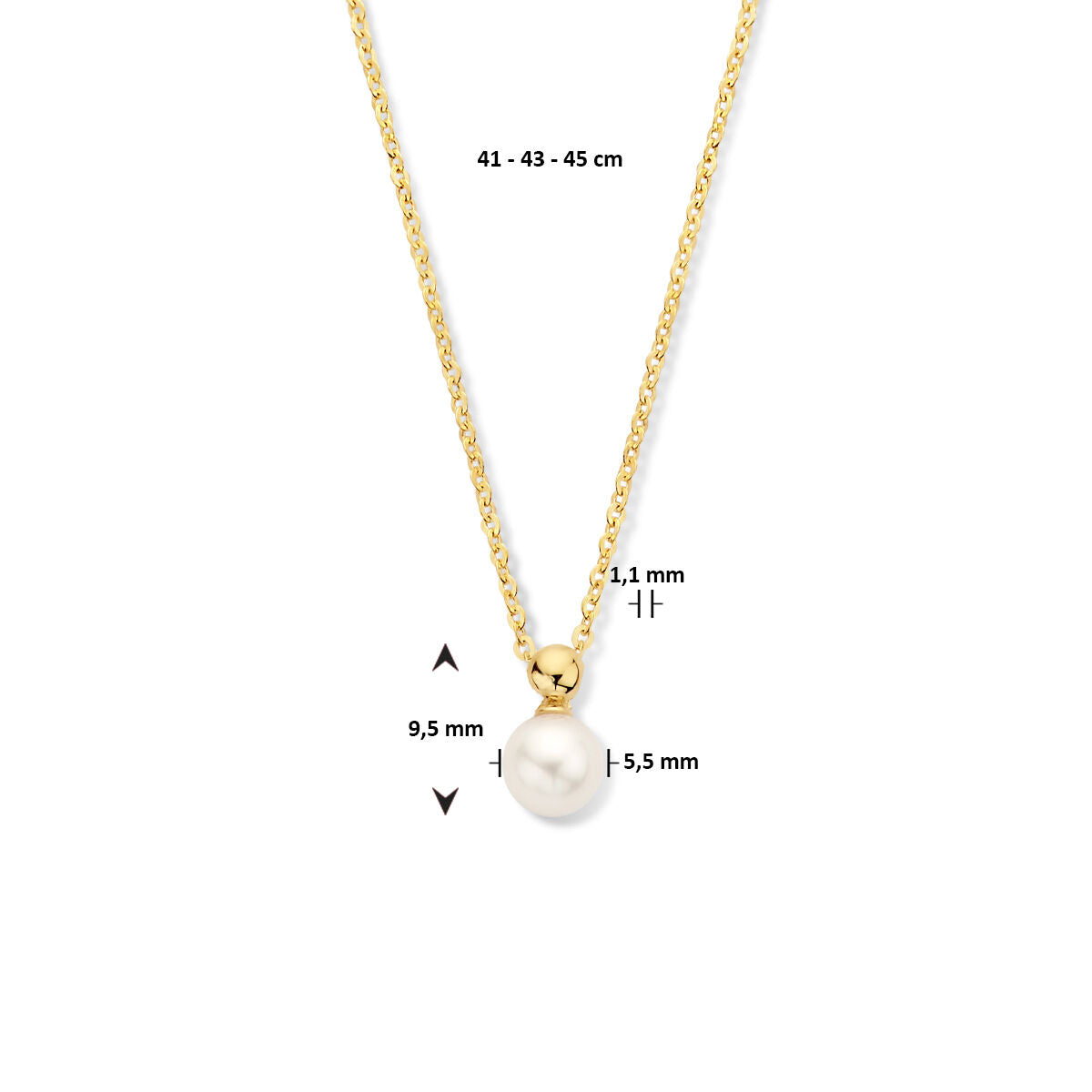 Collier en or pour femme avec perle 14K