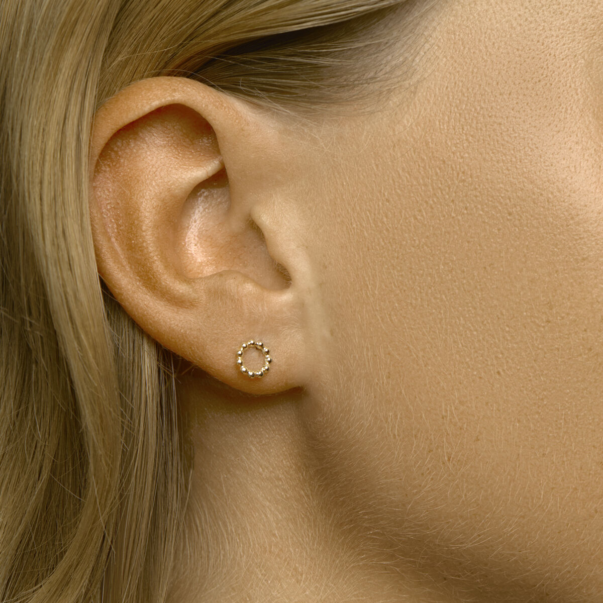 puces d'oreilles rondes billes 14K or jaune