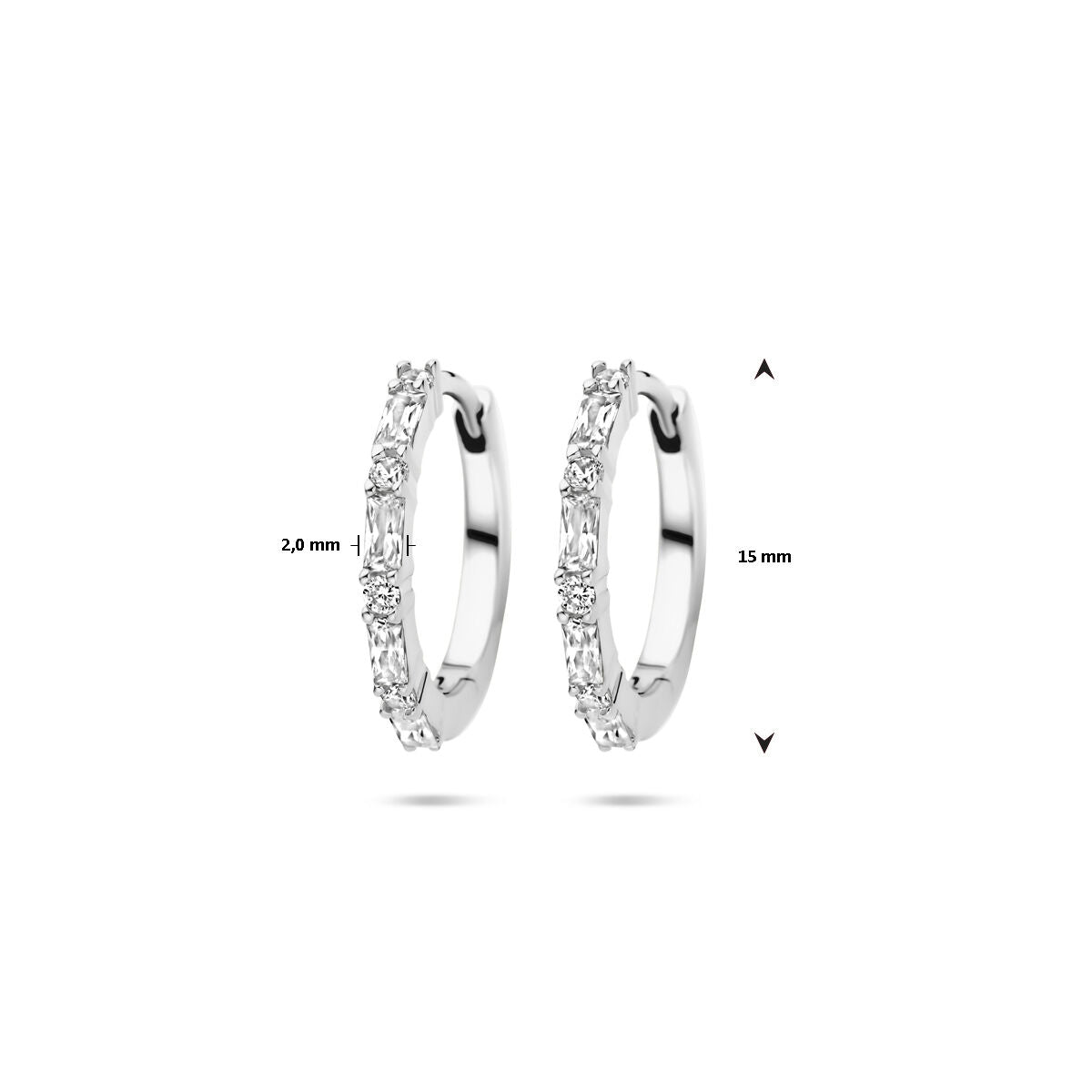 créoles zircone 15 mm argent rhodié