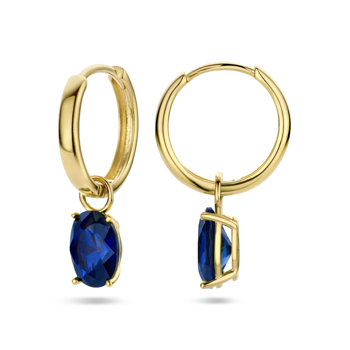 créoles bleu zircone 14K or jaune