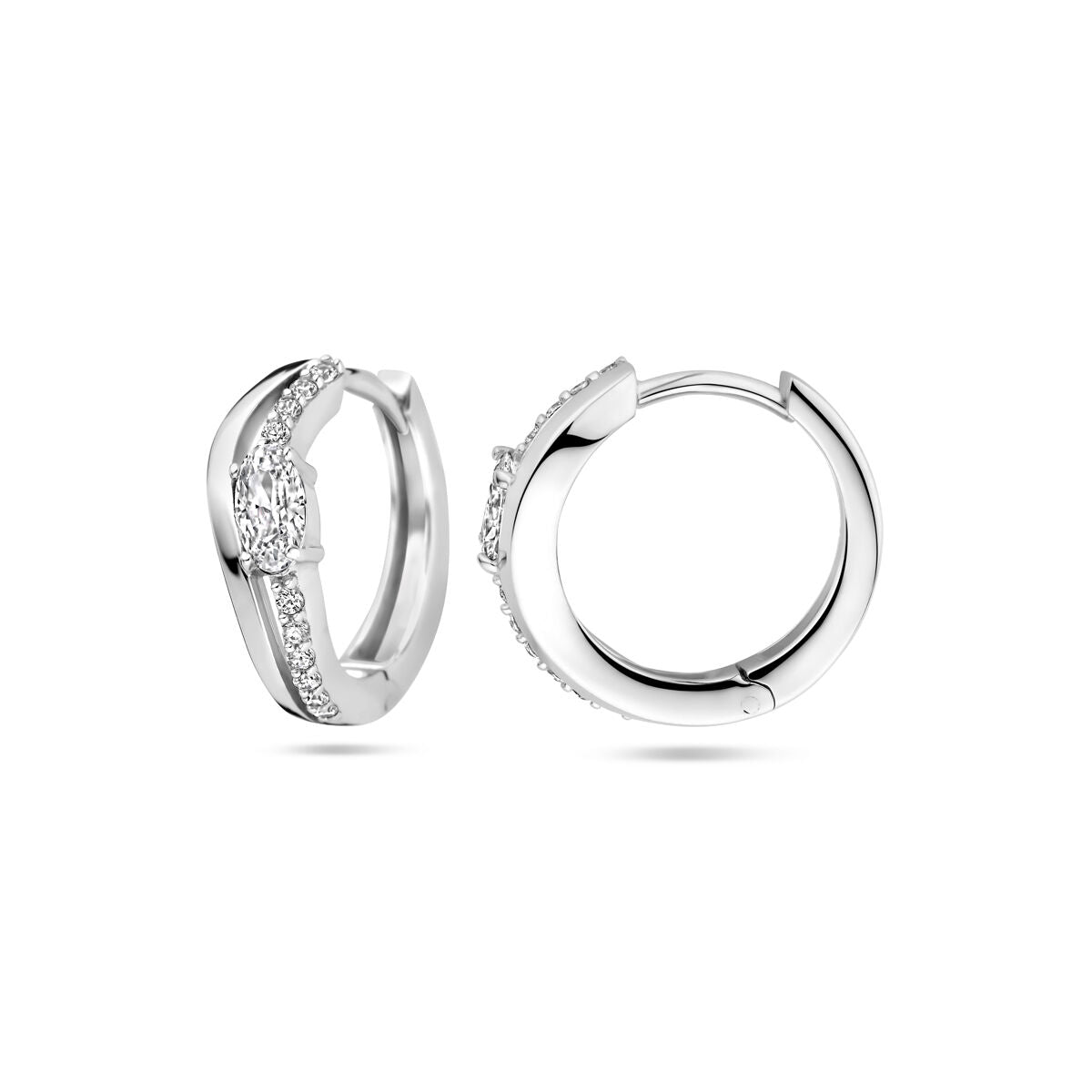 créoles zircone 14,5 mm argent rhodié