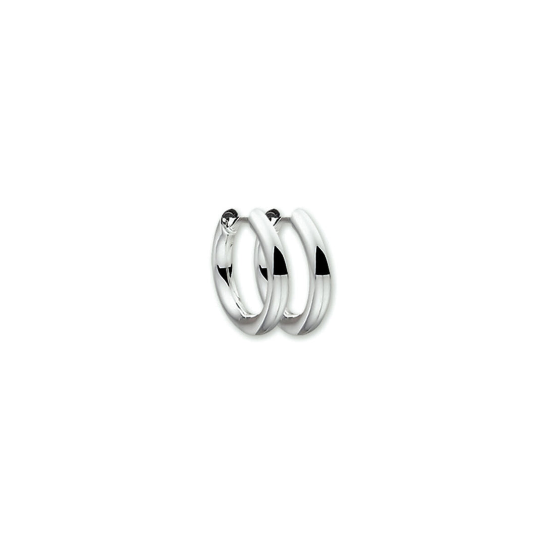 Boucles d'oreilles rondes en argent rhodié, finition brillante.