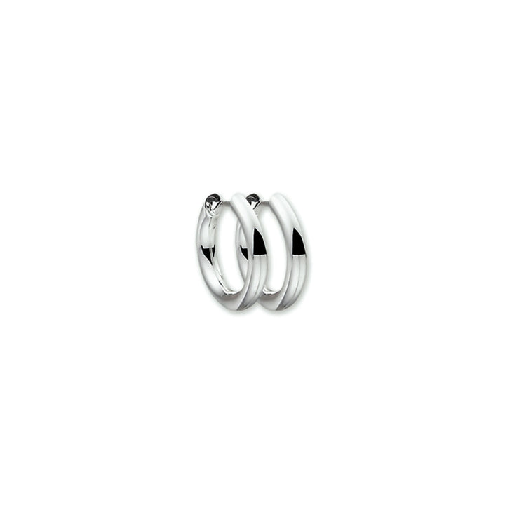 Boucles d'oreilles rondes en argent rhodié, finition brillante.