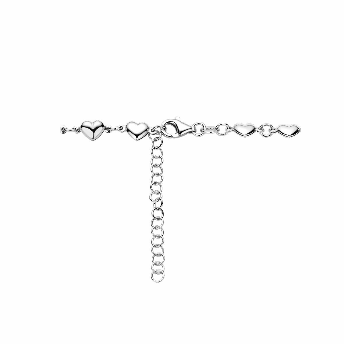 collier cœurs 41 + 4 cm argent rhodié