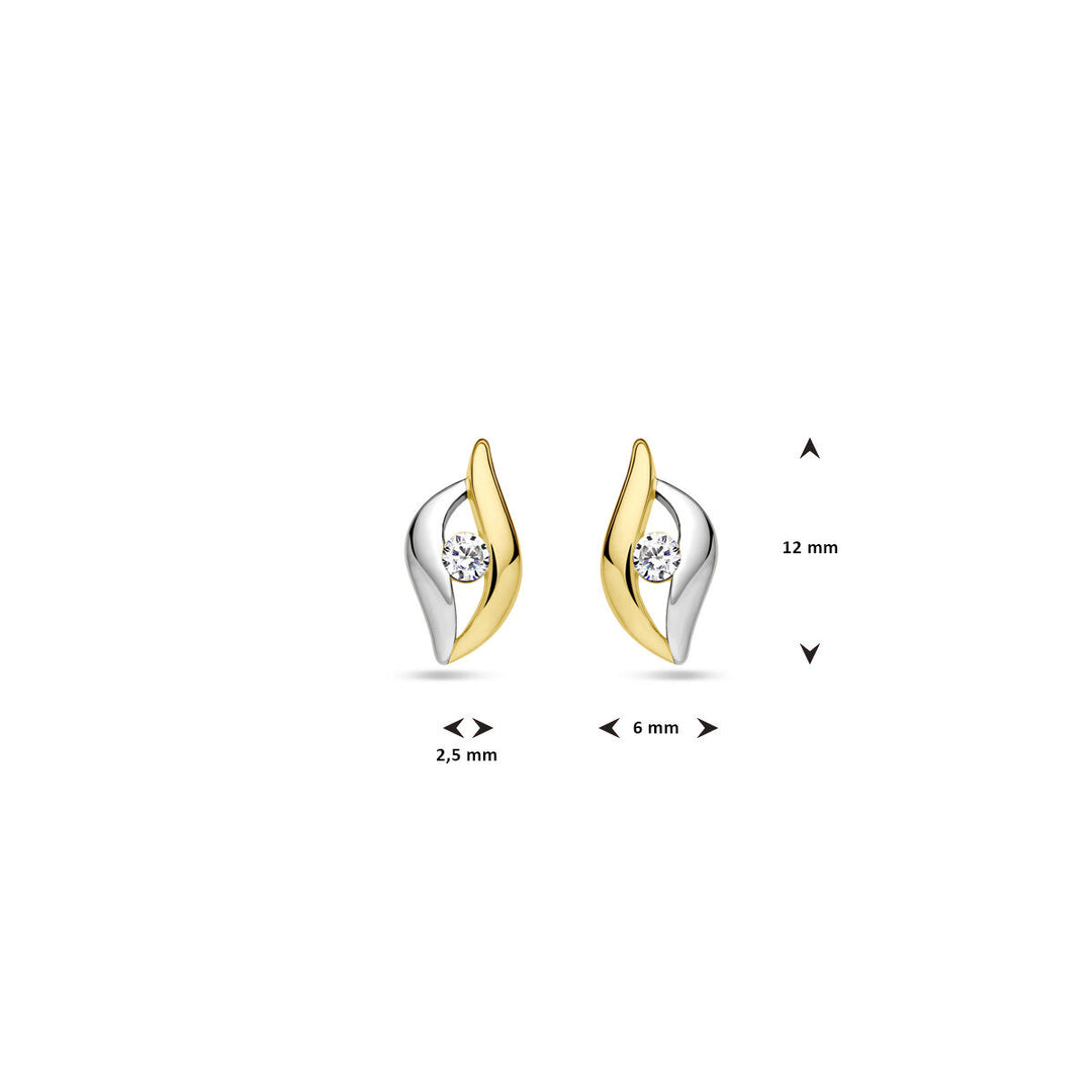 oorknoppen zirkonia 1 micron zilver verguld (geel/rhodium)