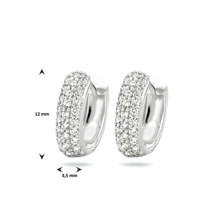 klapoorringen zirkonia 14K witgoud