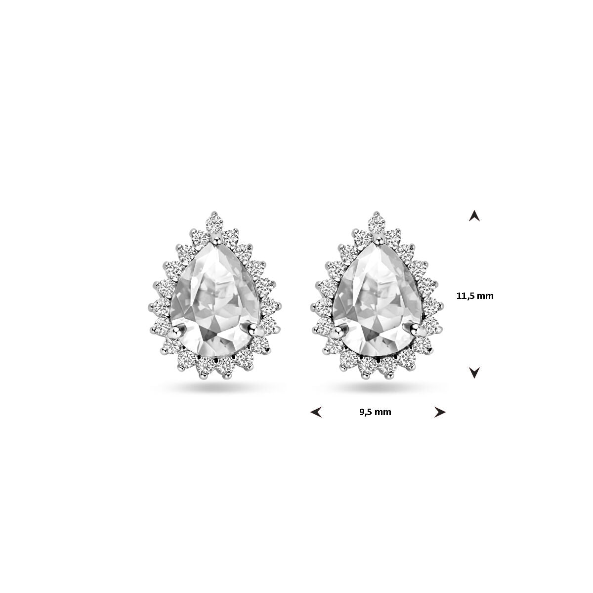puces d'oreilles zircone 11,5 mm argent rhodié