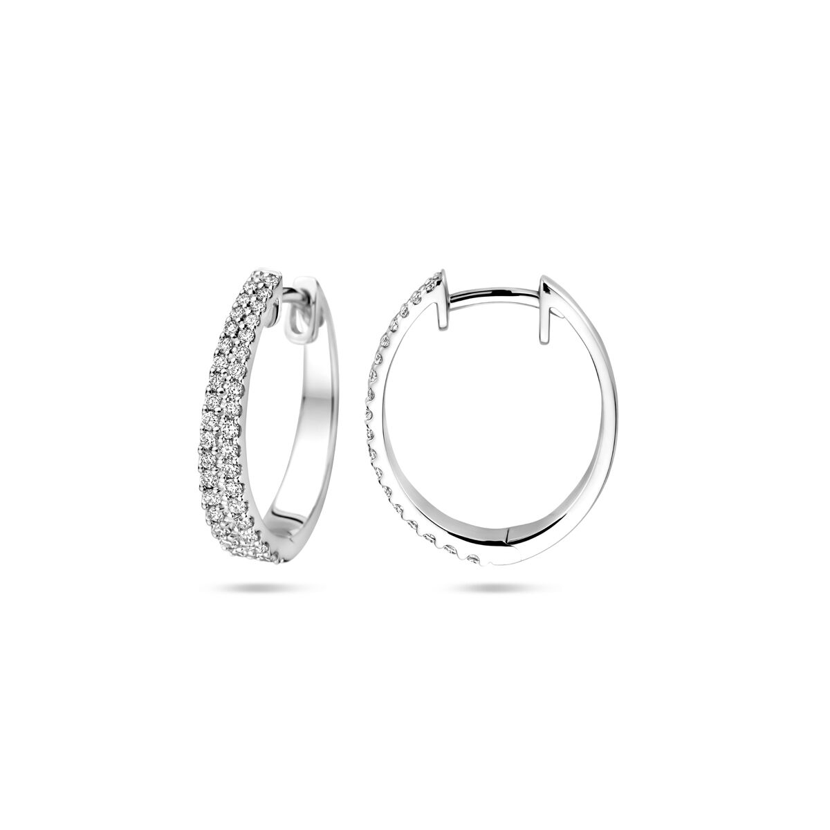 créoles diamant h si 3,5 mm tube or blanc 14K