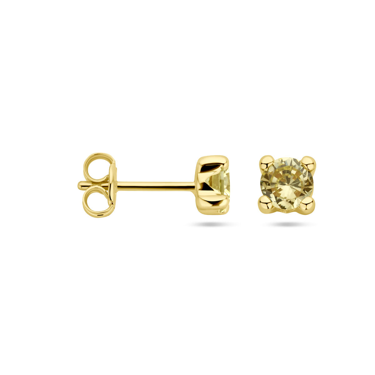 puces d'oreilles synth. péridot or jaune 14K