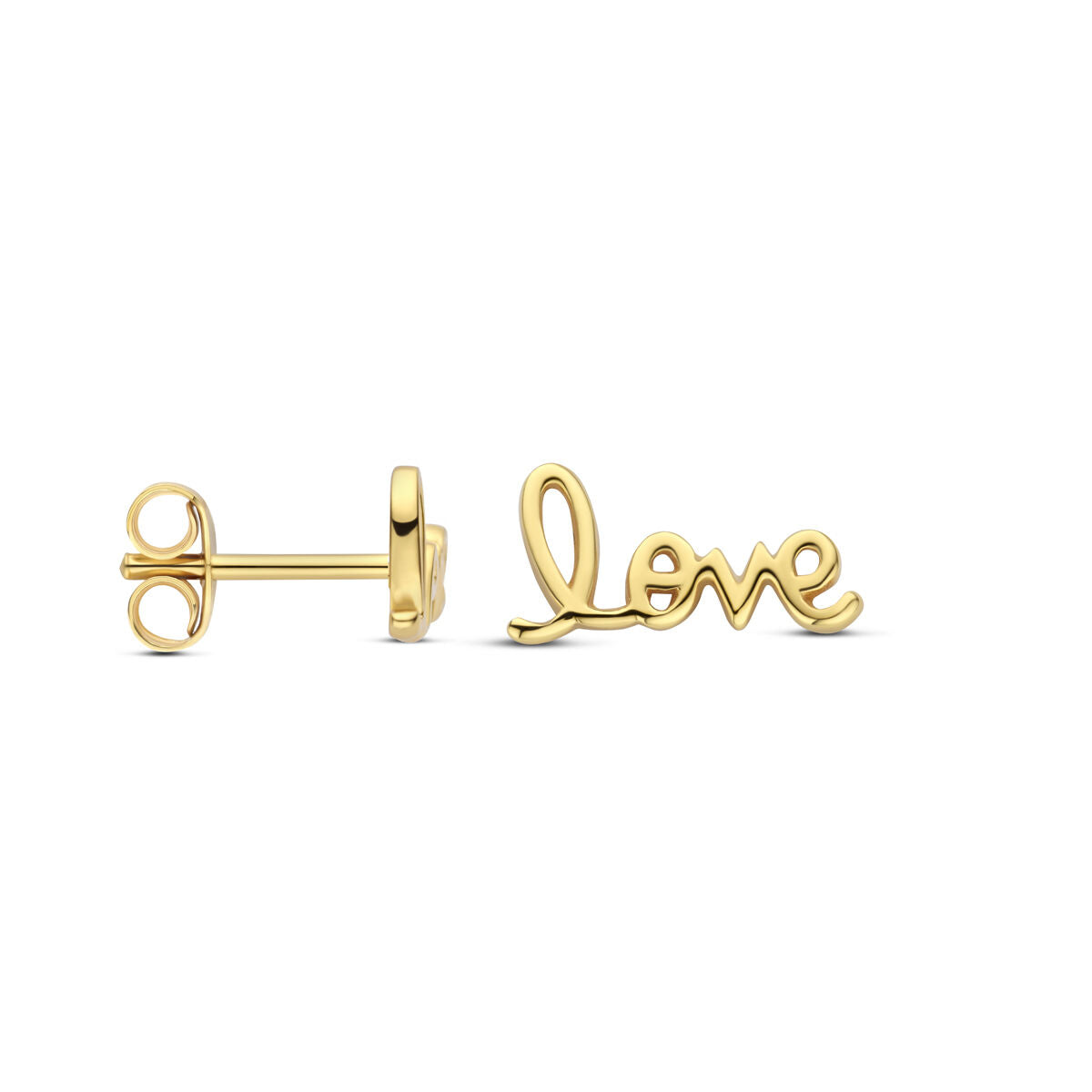 puces d'oreilles love 6 mm 1 micron argent plaqué or (jaune)