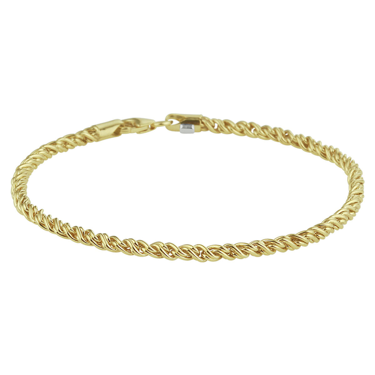 Bracelet en or jaune avec un noyau en argent, de style torsadé.