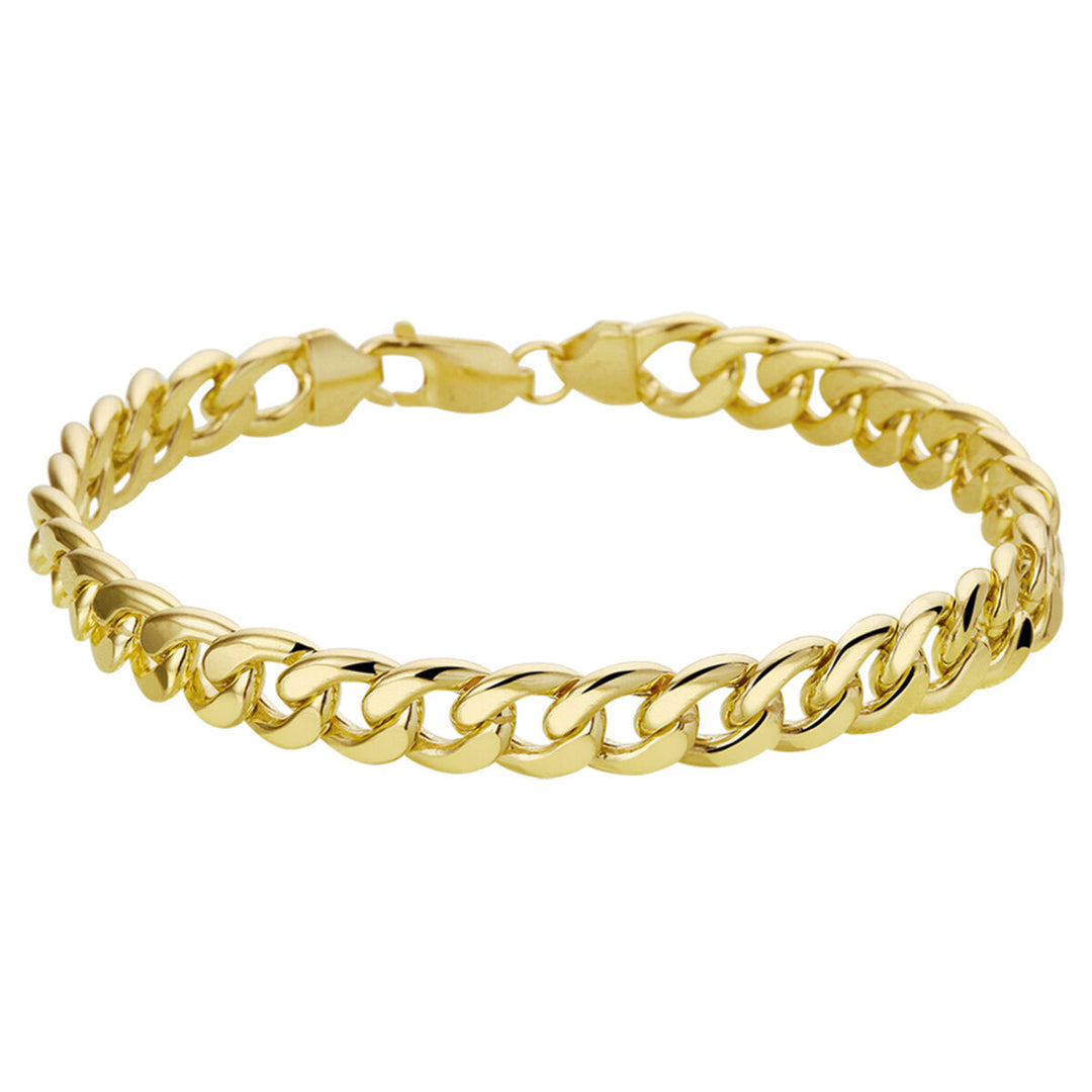 armband gourmette 4-zijdes geslepen 8 mm Zilgold (geelgoud met zilverkern)