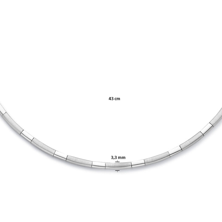 collier choker 3,3 mm 43 cm poli/mat zilver gerhodineerd