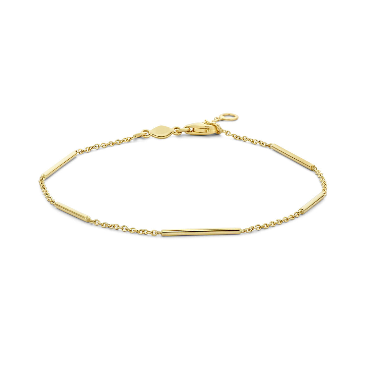 Bracelet en or 14K avec des barres dorées.