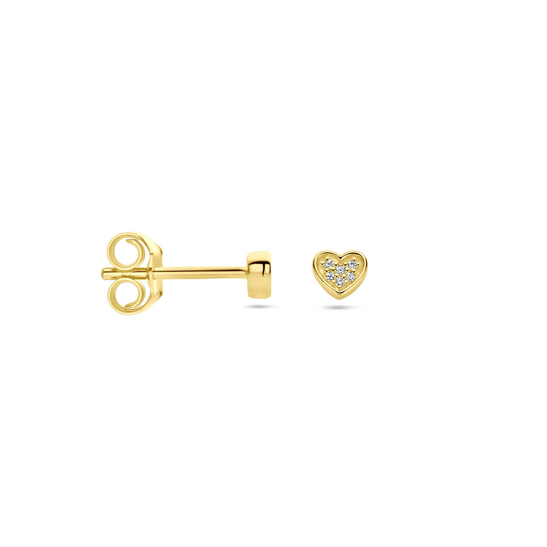 oorknoppen hart diamant h si 14K geelgoud