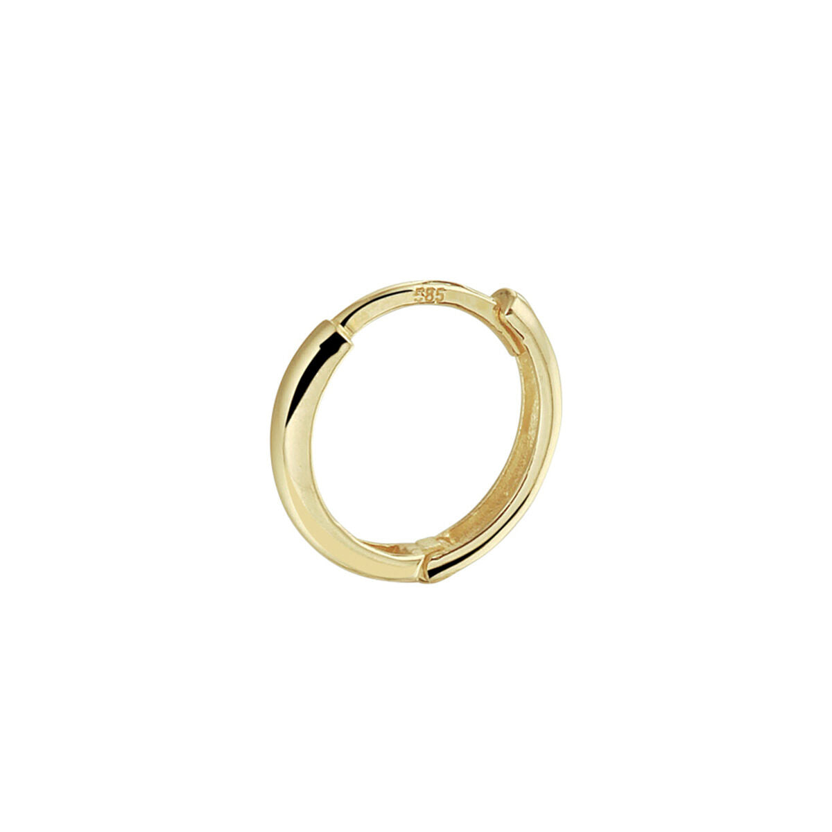 Boucle d'oreille en or jaune 14K, forme ronde et lisse, finition brillante.