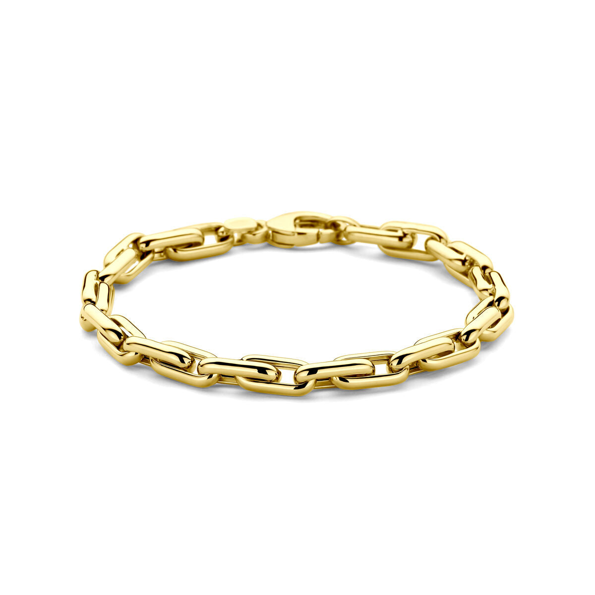 Bracelet en or jaune 14K de 5,5 mm, longueur de 19 cm, avec maillons ovales.