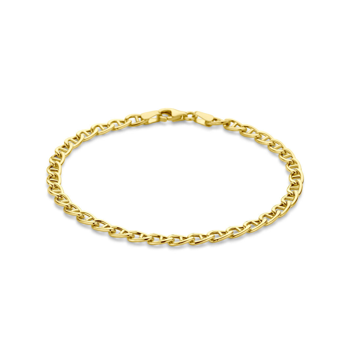 Bracelet en or jaune 14K de 4,0 mm et 19 cm, avec un maillon tressé.