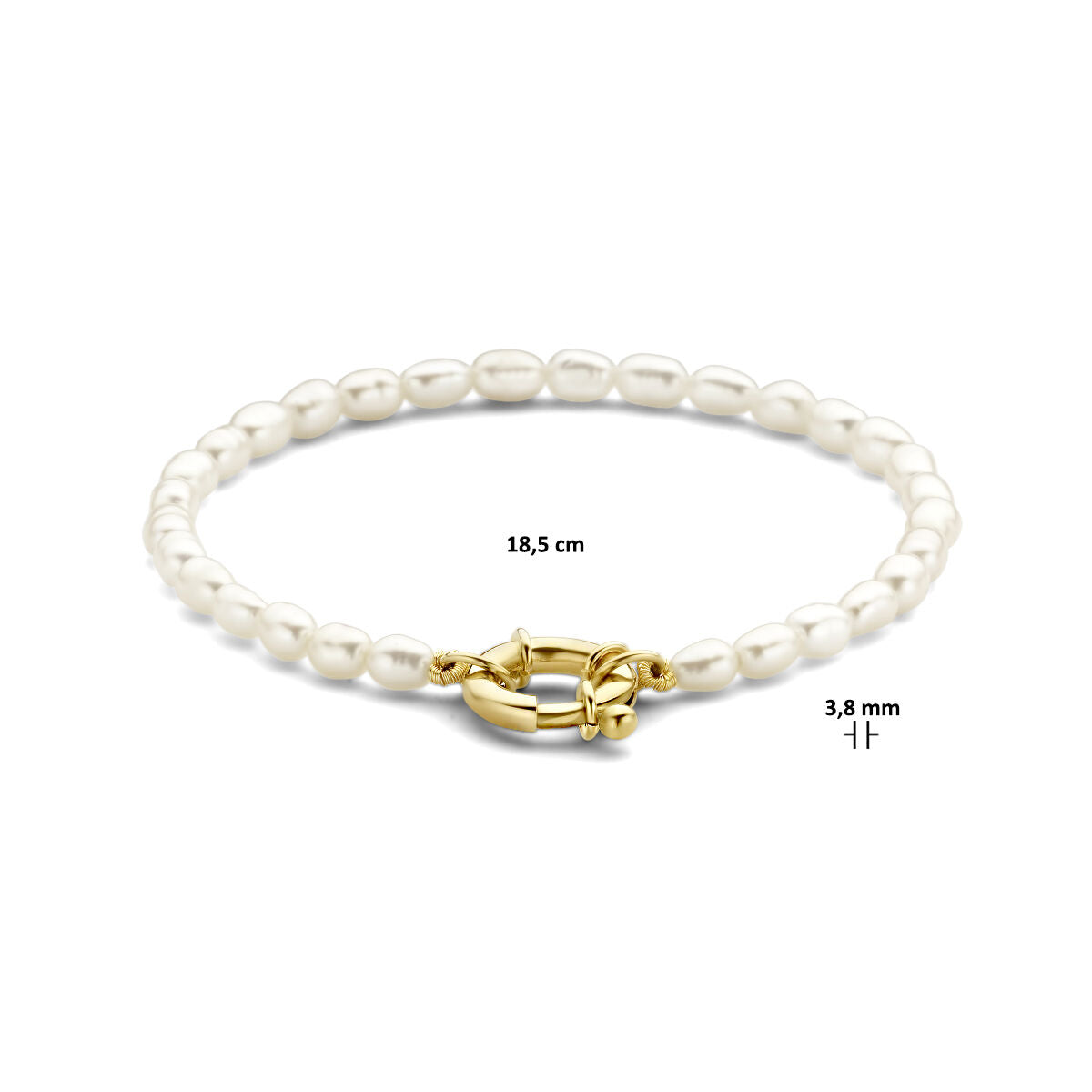 bracelet perles 18,5 cm avec grand fermoir à ressort 14K or jaune