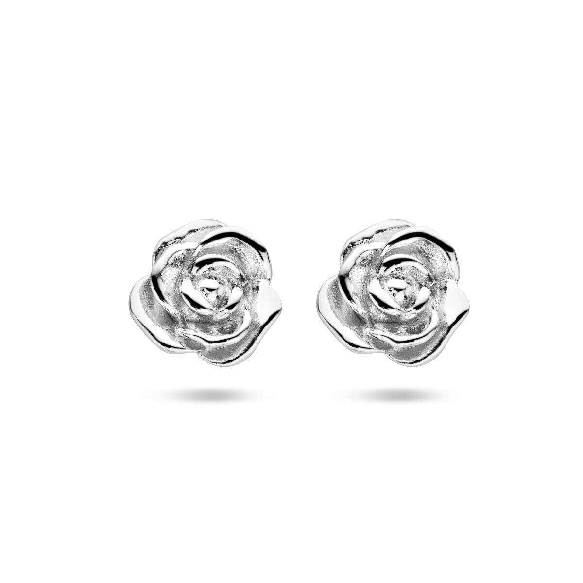 boucles d'oreilles en forme de rose en argent rhodié